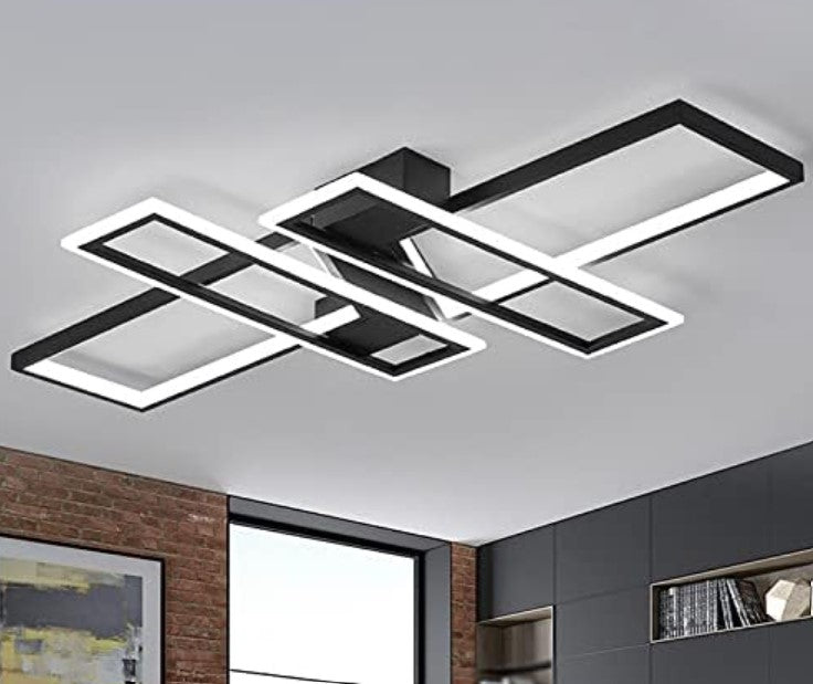 Light Fixture Ceiling Rectangle Simple Geometric White Black Ceiling Light for Living Room Modern Bedroom LED