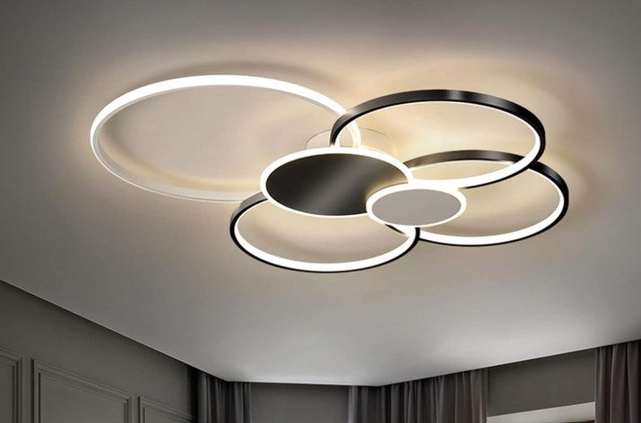 LED Ceiling Light Modern Living Room Ceiling Lamp Circle Ceiling Light Acrylic Lampshade Dining Room Chandelier Bedroom Restaurant Office Lighting Black/Gold