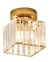Load image into Gallery viewer, Crystal Ceiling Lamp Mount Lamp LED Ceiling Lamp Square Lampshade Lamps E27 Black/Gold
