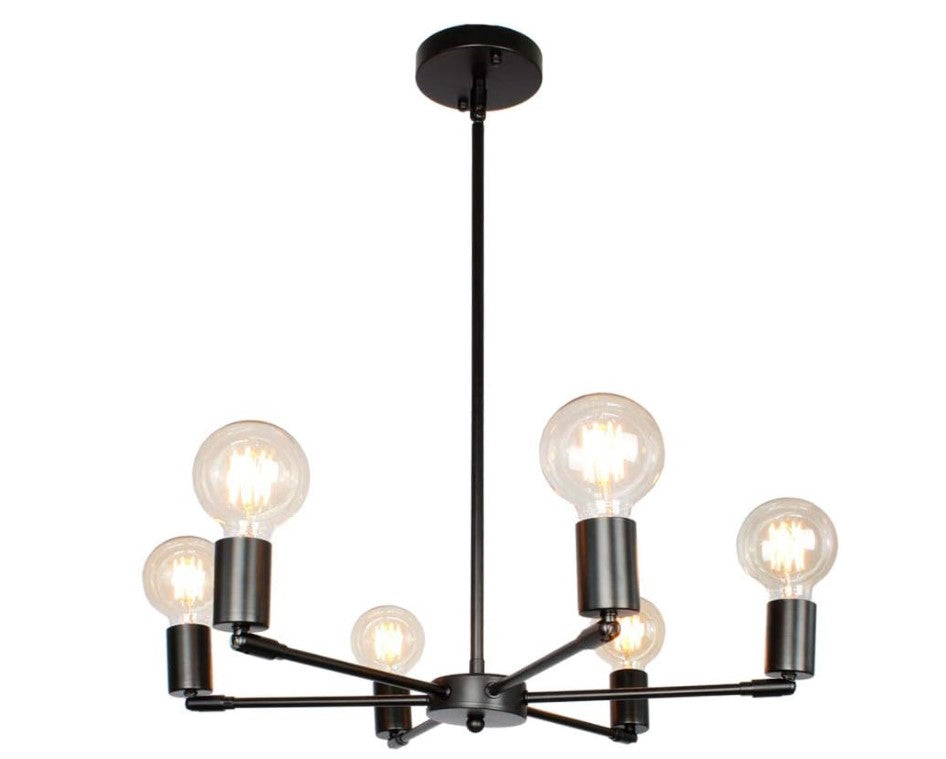 Industrial Chandelier Modern 6 Lights Metal Black Chandelier E27