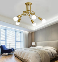 Load image into Gallery viewer, Ceiling Lamp Lighting Curved Design Hanging Lights 5/8 Heads Lighting &amp; Ceiling Fans Black/Gold
