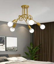 Load image into Gallery viewer, Ceiling Lamp Lighting Curved Design Hanging Lights 5/8 Heads Lighting &amp; Ceiling Fans Black/Gold
