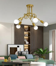 Load image into Gallery viewer, Ceiling Lamp Lighting Curved Design Hanging Lights 5/8 Heads Lighting &amp; Ceiling Fans Black/Gold
