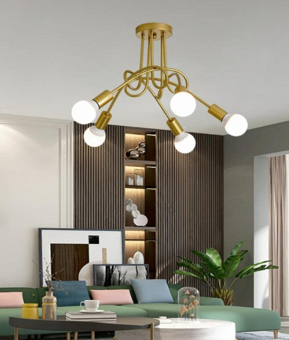 Ceiling Lamp Lighting Curved Design Hanging Lights 5/8 Heads Lighting & Ceiling Fans Black/Gold