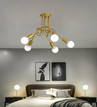 Load image into Gallery viewer, Ceiling Lamp Lighting Curved Design Hanging Lights 5/8 Heads Lighting &amp; Ceiling Fans Black/Gold
