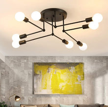 Load image into Gallery viewer, Modern Ceiling Lamp E27 Iron Simple Ceiling Lamp 8 Heads Black Nordic Bedroom Lamp
