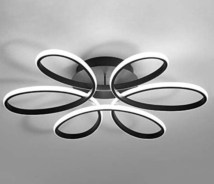 LED Ceiling Light 60W 4800LM Black Modern Simple Flower LED Ceiling Lights 58cm