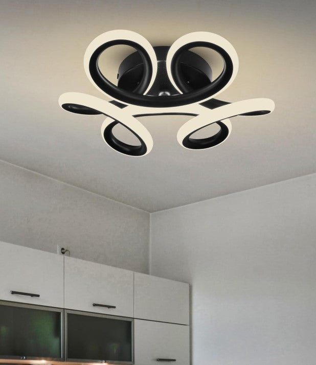 Ceiling Light LED 26W Creative Design Modern Black Simple Ceiling Lighting 24cm Acrylic