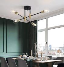 Load image into Gallery viewer, 4-Lights Sputnik Chandelier E27 Socket Pendant Light Fixture Black Gold Ceiling Light
