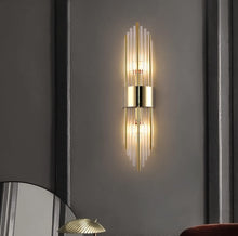 Load image into Gallery viewer, Modern Brushed Gold Wall Sconce Simple Creative Wall Mounted Lamp Crystal Luxury Fixtures
