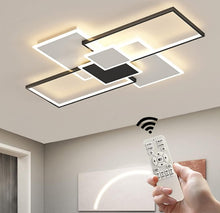 Load image into Gallery viewer, Ceiling Light Dimmable Black 4 Rectangles Nordic Style Elegant LED Remote Control
