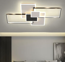 Load image into Gallery viewer, Ceiling Light Dimmable Black 4 Rectangles Nordic Style Elegant LED Remote Control
