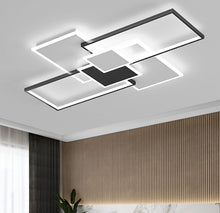 Load image into Gallery viewer, Ceiling Light Dimmable Black 4 Rectangles Nordic Style Elegant LED Remote Control
