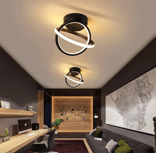 Load image into Gallery viewer, Ceiling Light LED Black Creative Ring Design 22cm Warm White Light
