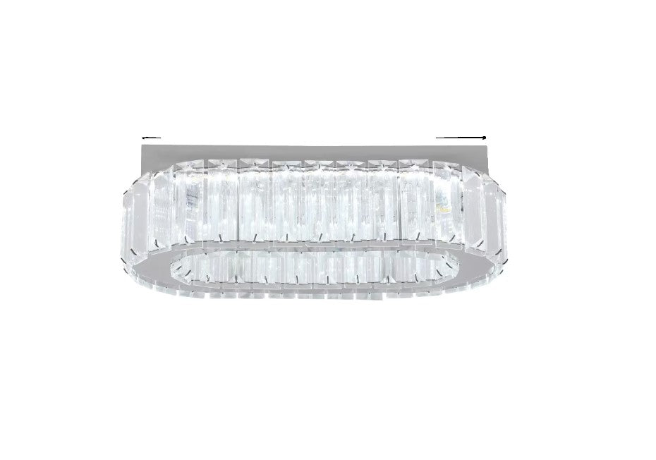 LED Ceiling Light Modern Light Luxury Crystal Oval Design Silver 28cm