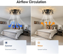Load image into Gallery viewer, Cage Ceiling Fan with Lights Industrial Style Ceiling Lighting Black 51 cm with Remote Control
