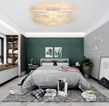 Load image into Gallery viewer, LED Ceiling Light White Aluminum Square Chandeliers Acrylic Shade 85cm 3 Color Lights
