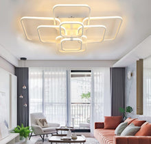Load image into Gallery viewer, LED Ceiling Light White Aluminum Square Chandeliers Acrylic Shade 85cm 3 Color Lights
