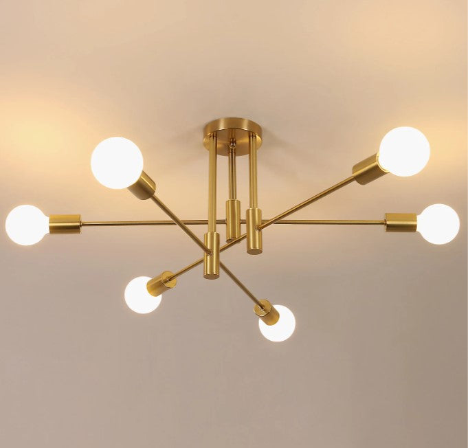 6-Light Modern Chandelier Gold Ceiling Light E27