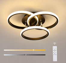 Load image into Gallery viewer, LED Ceiling Light 40W Dimmable Ceiling Lamp Black 3 Rings 3 Color Lights
