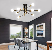 Load image into Gallery viewer, Ceiling Light 8 Lights E27 Modern Chandelier Semi-Flush Mount 90cm Black and Gold
