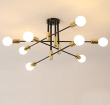 Load image into Gallery viewer, Ceiling Light 8 Lights E27 Modern Chandelier Semi-Flush Mount 90cm Black and Gold
