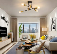 Load image into Gallery viewer, Ceiling Light Semi Flush Mount E27 4-Light Black and Gold/Black Modern Chandelier
