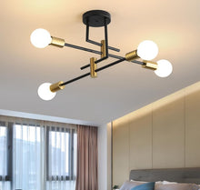 Load image into Gallery viewer, Ceiling Light Semi Flush Mount E27 4-Light Black and Gold/Black Modern Chandelier
