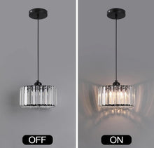 Load image into Gallery viewer, LED Crystal Pendant Lamp Black Ceiling Pendant Light Round Modern Iron Chandelier
