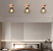 Load image into Gallery viewer, 2pcs Retro Ceiling Light Fixture Vintage Black Ceiling Light Indoor Wood and Metal Ceiling Lamp
