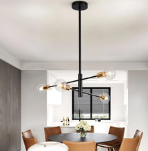 Load image into Gallery viewer, Adjustable Metal Ceiling Light Fixture E27 Black with Gold Accents (4/6/8 Lights) Chandelier
