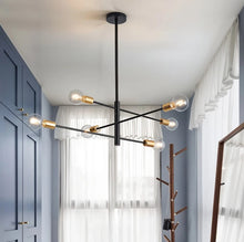 Load image into Gallery viewer, Adjustable Metal Ceiling Light Fixture E27 Black with Gold Accents (4/6/8 Lights) Chandelier
