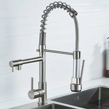 Load image into Gallery viewer, Kitchen Tap Silver Pull-Down Mixer Tap with Dual Spray Brushed Nickel Finish
