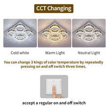 Load image into Gallery viewer, Crystal LED Ceiling Silver Lamp Modern Lighting Square Ceiling Light Changeable 40.5cm
