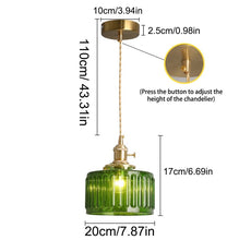 Load image into Gallery viewer, Pendant Light Vintage Green Glass Retro Chandelier Hanging Light Ceiling Lamp
