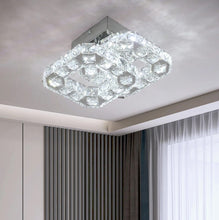Load image into Gallery viewer, Crystal Square Chandelier LED Ceiling Light Changeable 2-Lights Silver
