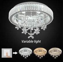 Load image into Gallery viewer, Silver LED Crystal Chandelier Modern Ceiling Lamp Fixtures 49cm 3 Color Lights
