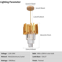 Load image into Gallery viewer, Crystal Chandelier Pendant Light Ceiling Light Height Adjustable Black/Gold E27
