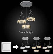Load image into Gallery viewer, Crystal Silver Chandelier LED Ceiling Lights Pendant Light Changeable 30W
