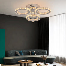 Load image into Gallery viewer, LED Ceiling Light Silver Dimmable Crystal Chandelier with Remote Control 3/5 Rings
