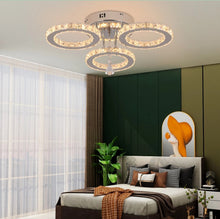 Load image into Gallery viewer, LED Ceiling Light Silver Dimmable Crystal Chandelier with Remote Control 3/5 Rings
