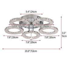 Load image into Gallery viewer, LED Ceiling Light Silver Dimmable Crystal Chandelier with Remote Control 3/5 Rings
