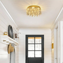 Load image into Gallery viewer, LED Crystal Chandelier Ceiling Light Pendant Light Gold 40/50cm 3 Color Lights
