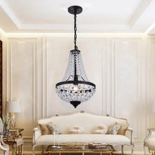 Load image into Gallery viewer, Crystal Chandelier Ceiling Light Pendant Light Gold/Black Height Adjustable E27
