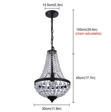 Load image into Gallery viewer, Crystal Chandelier Ceiling Light Pendant Light Gold/Black Height Adjustable E27
