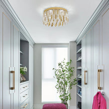 Load image into Gallery viewer, Crystal LED Ceiling Light Gold Chandelier 3 Color Lights 40x20 cm
