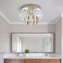 Load image into Gallery viewer, Crystal LED Ceiling Light Gold Chandelier 3 Color Lights 30x24cm
