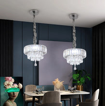 Load image into Gallery viewer, Crystal Pendant Light Silver Ceiling Light LED Chandelier 3 Color Lights
