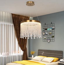 Load image into Gallery viewer, Crystal Chandelier LED Gold Ceiling Pendant Lamp Height Adjustable 47W 3 Color Lights
