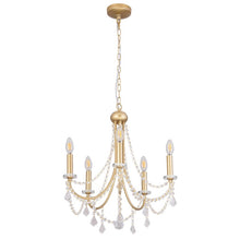 Load image into Gallery viewer, Crystal Chandelier 5-Lights Ceiling Light Pendant Lighting Fixture Lamp Gold E12
